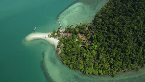 aéreo ascendente ojo de pájaro dron isla tropical arena blanca playa