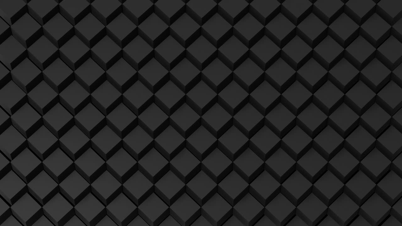 Sorte terninger roterer. Abstrakt baggrund, 3D-animation