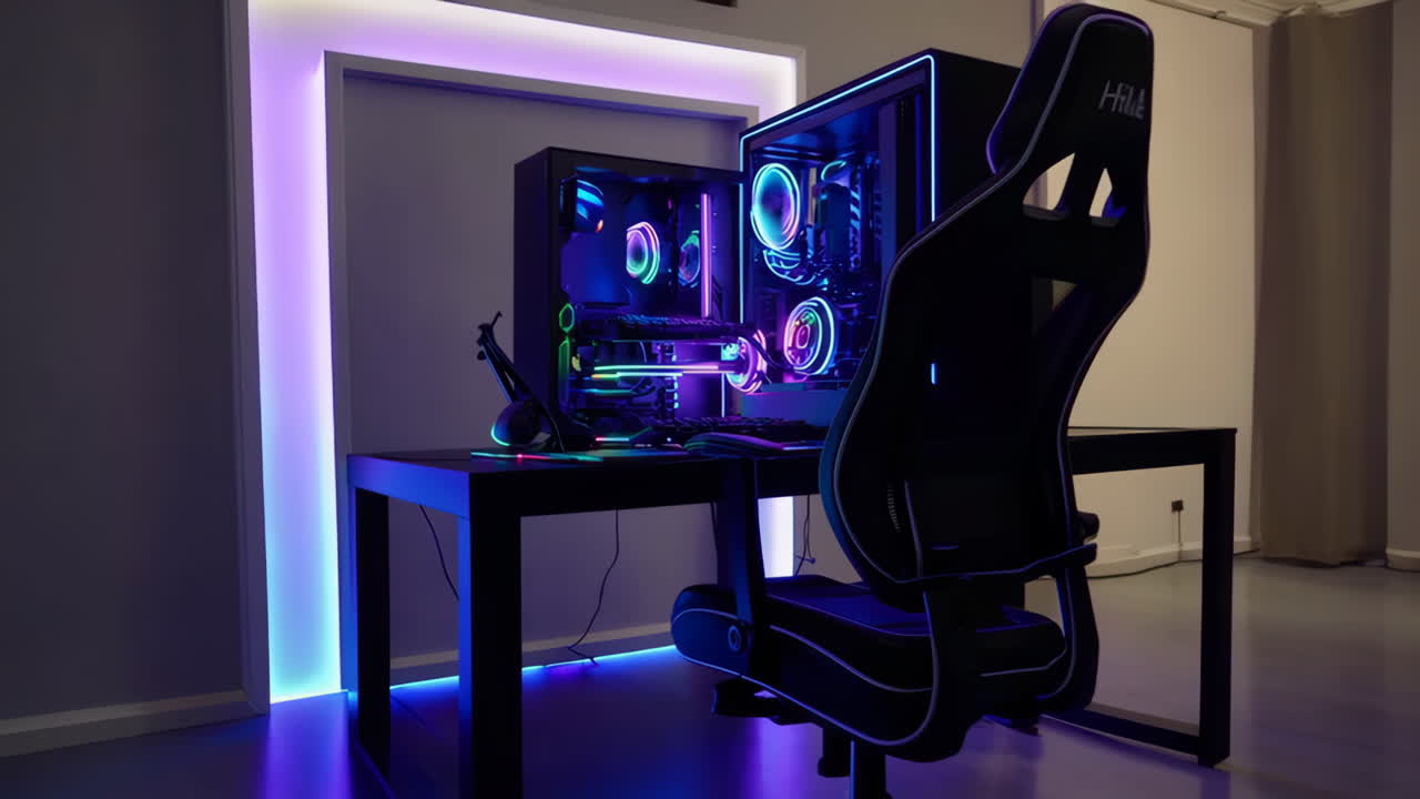 Vibrant RGB Gaming PC Setup with Illuminated Components