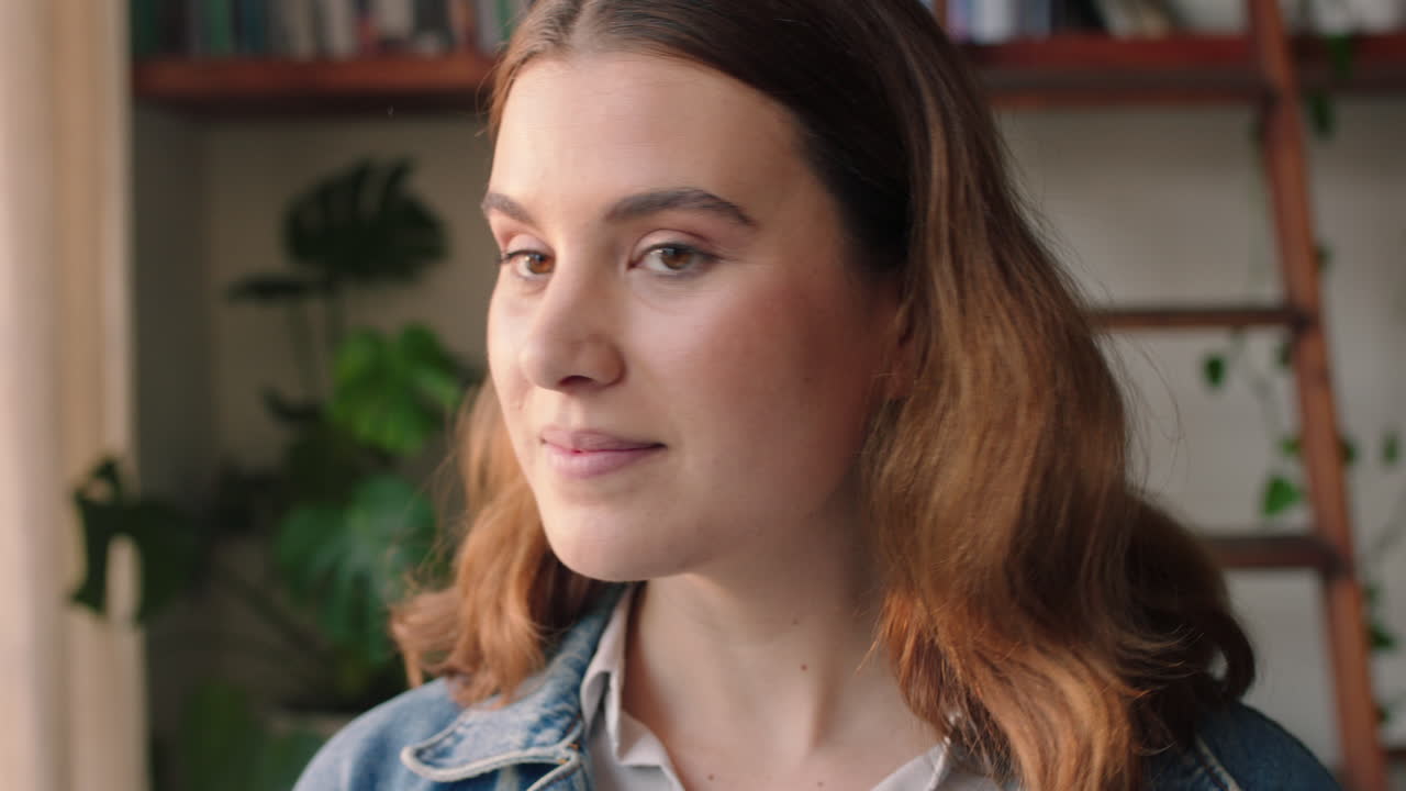 retrato de una hermosa mujer caucásica sonriendo y feliz con una piel natural