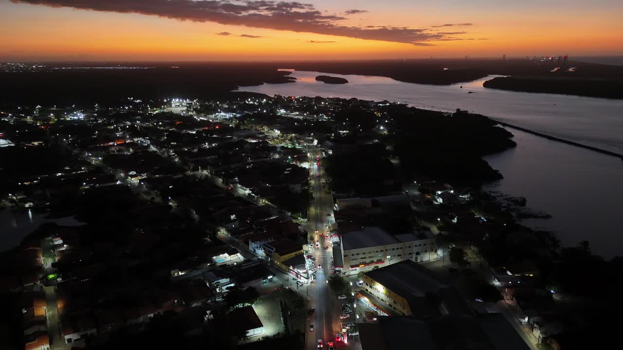 Sunset City At Luis Correia In Piaui Brazil. Downtown District. Tourism Travel. Sunset City At Piaui. Sunset Cityscape. Beautiful Skyline. Riverside City. Brazil Northeastern