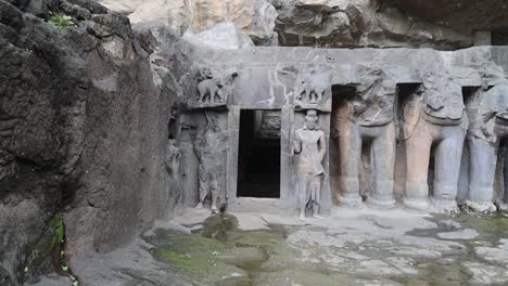 The-Pitalkhora-Caves,-in-the-Satmala-range-of-the-Western-Ghats-of-Maharashtra,-India,-are-an-ancient-Buddhist-site-consisting-of-14-rock-cut-cave-monuments-which-date-back-to-the-third-century-BCE