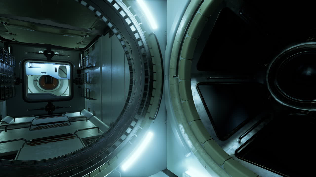 미래의 우주선 복도