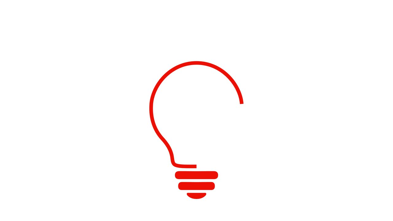 Lamp bulb with lightning, turns on, blink, simple outline flat icon, colors – yellow, red, green. Animated idea, energy sign.