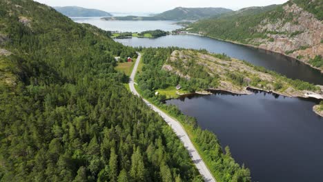 from the sky, the aerial view of norway's landscape paints a picture of tranquility and serenity, a haven for nature lovers