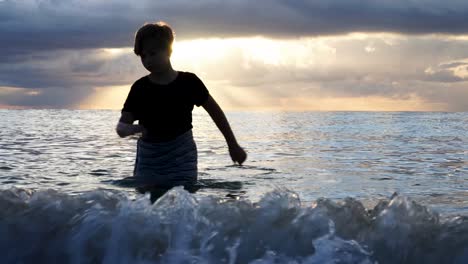 breathtaking sunrise over miami beach florida with a figure walking out