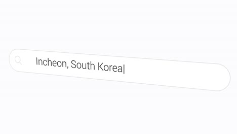 Escribiendo-Incheon,-Corea-Del-Sur-En-La-Barra-De-Búsqueda-Del-Navegador