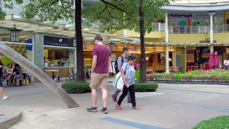 Editorial illustrative view of artfully designed structures on a promenade or walkway at a commercial area within Bonifacio Global City, Taguig, Metro Manila, Philippines.