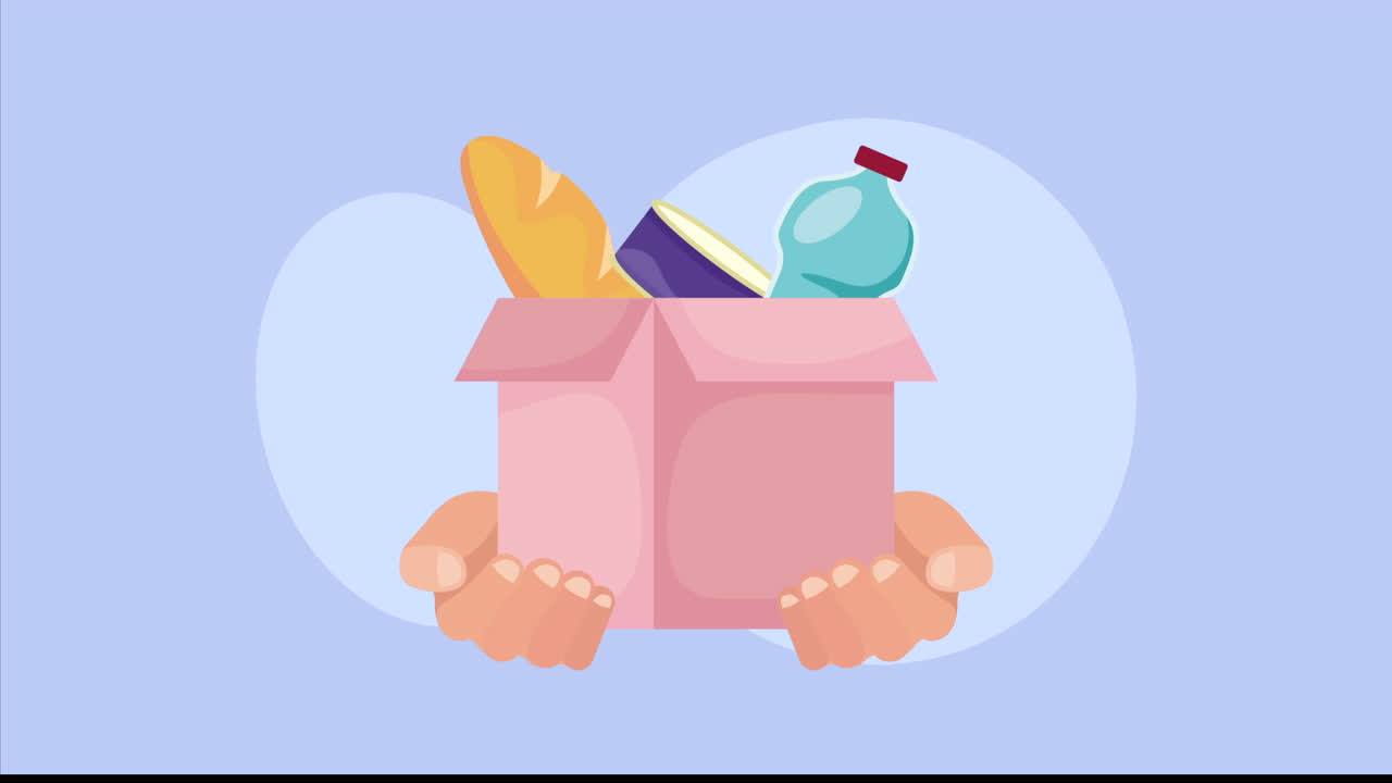 식료품 상자 기부 캠페인 애니메이션