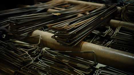 Close-Up Of Steel Bars In A Production Hall