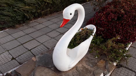 white swan made of stone