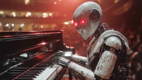 robot playing piano