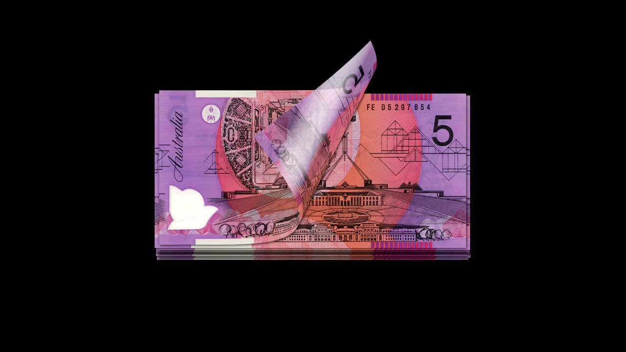 contando dólares australianos en el fondo aislado