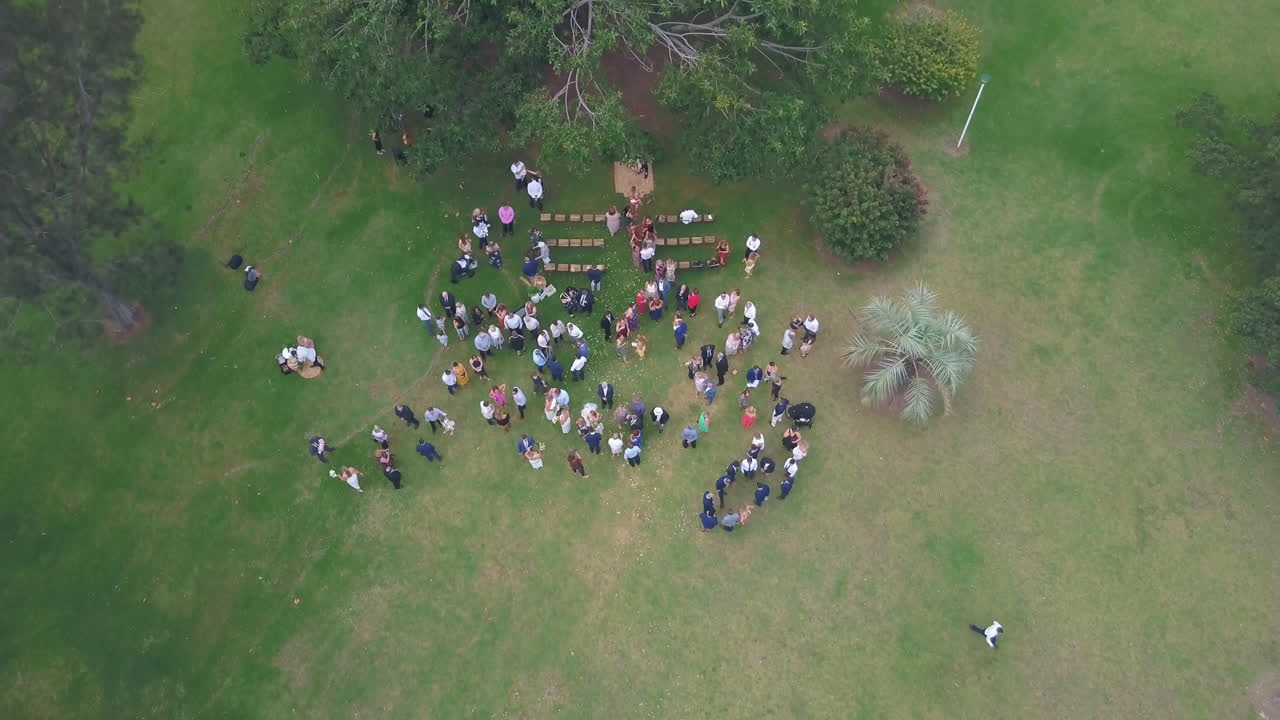 Top View Of Wedding Ceremony In Wollongong, Australia - aerial drone shot