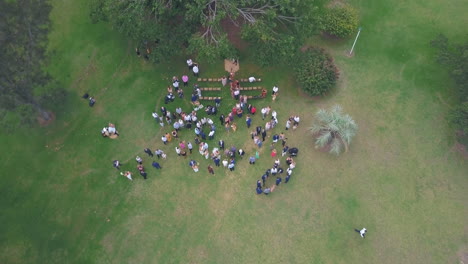 top view of wedding ceremony in wollongong, australia - aerial drone shot