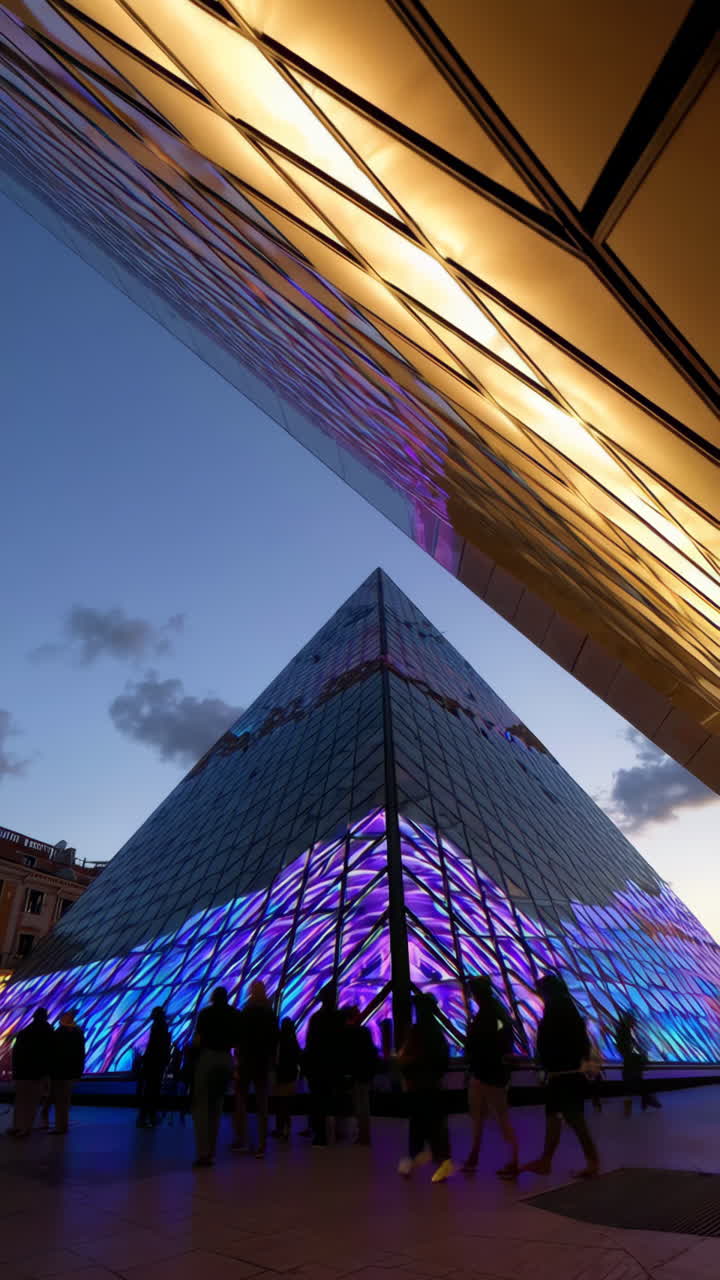 Louvre Pyramid at Dusk
