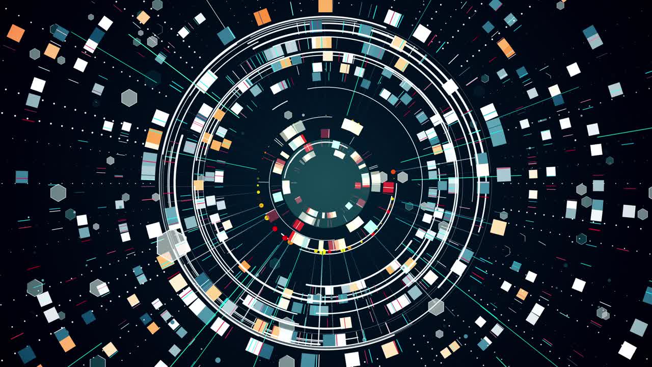 abstract tech background from a lot of shapes lines with tunnel effect