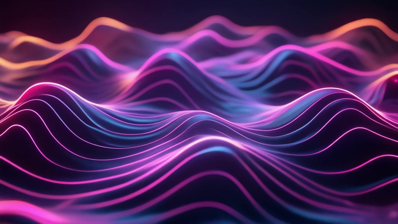 Abstract Neon Wave Lines Moving in Dark Space
