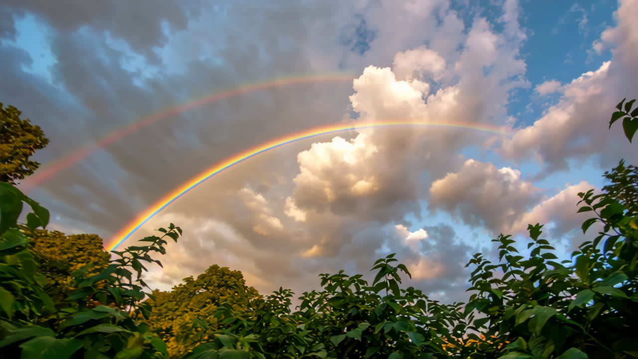Double Rainbow Over Trees