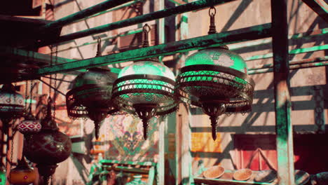 decorative hanging lamps in a middle eastern market