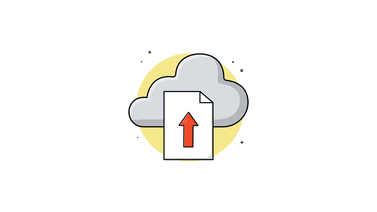 Animated Cloud Uploading Document to Storage
