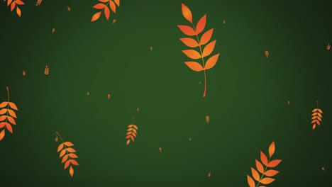 animation of leaves falling on green background