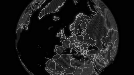 Belgium-Country-alpha-for-editing-Data-analysis-Technology-Globe-rotating,-Cinematic-video-showcases-a-digital-globe-rotating,-zooming-in-on-Belgium-country-alpha-for-editing-template