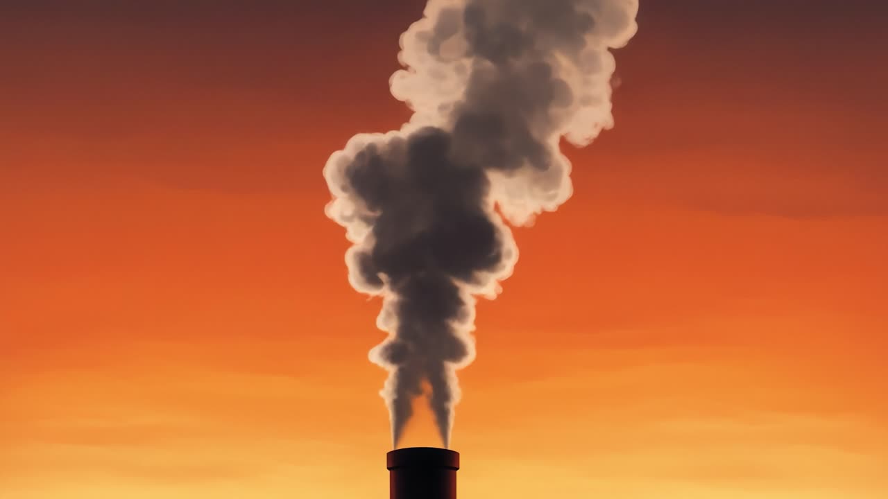 Dramatic Sunset with Emitting Smoke: A Contrast of Nature and Industry Captured in Two Frames Highlighting Pollution and Environmental Impact