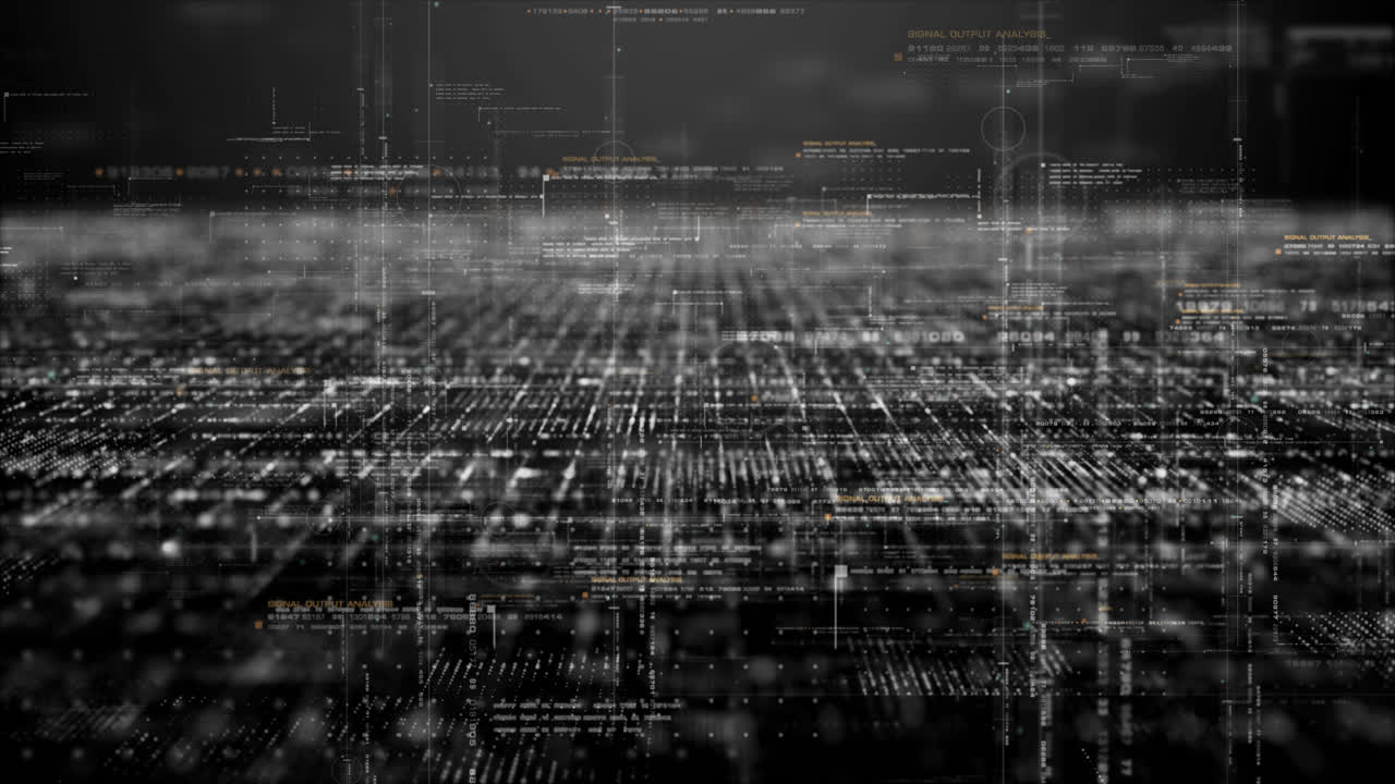 Holographic simulation of 5G network concept, artificial intelligence deep learning performing analytic computational head up display loop background with Alpha channel