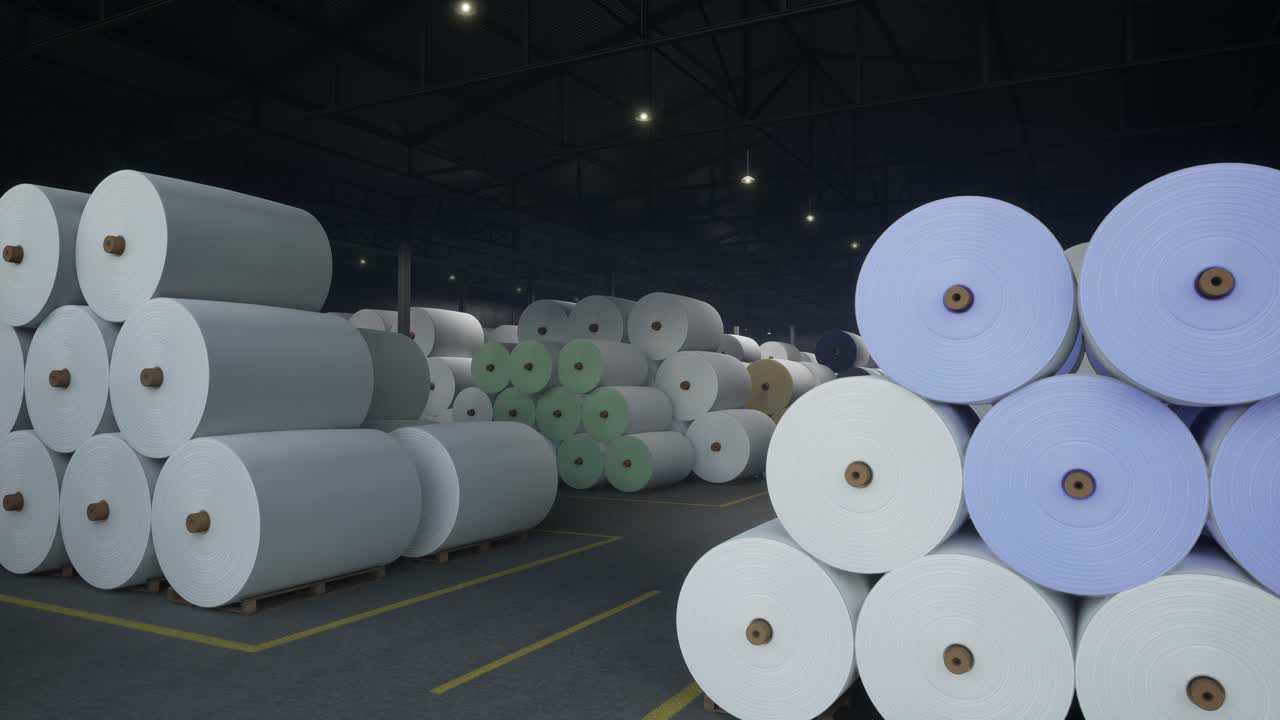 Paper and Fabric Rolls in a Warehouse