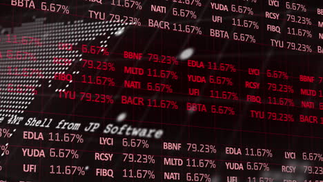 animation of financial data processing over world map