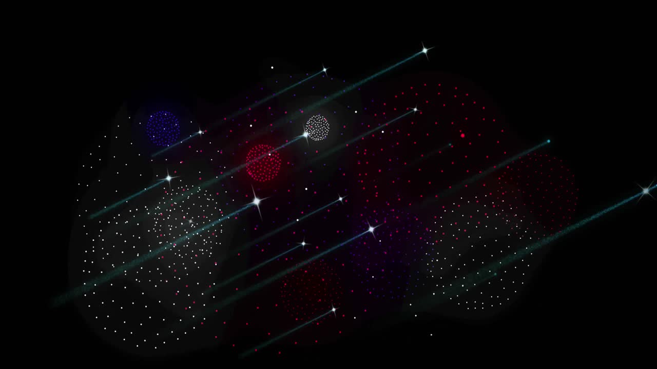 Animation of fireworks on black background