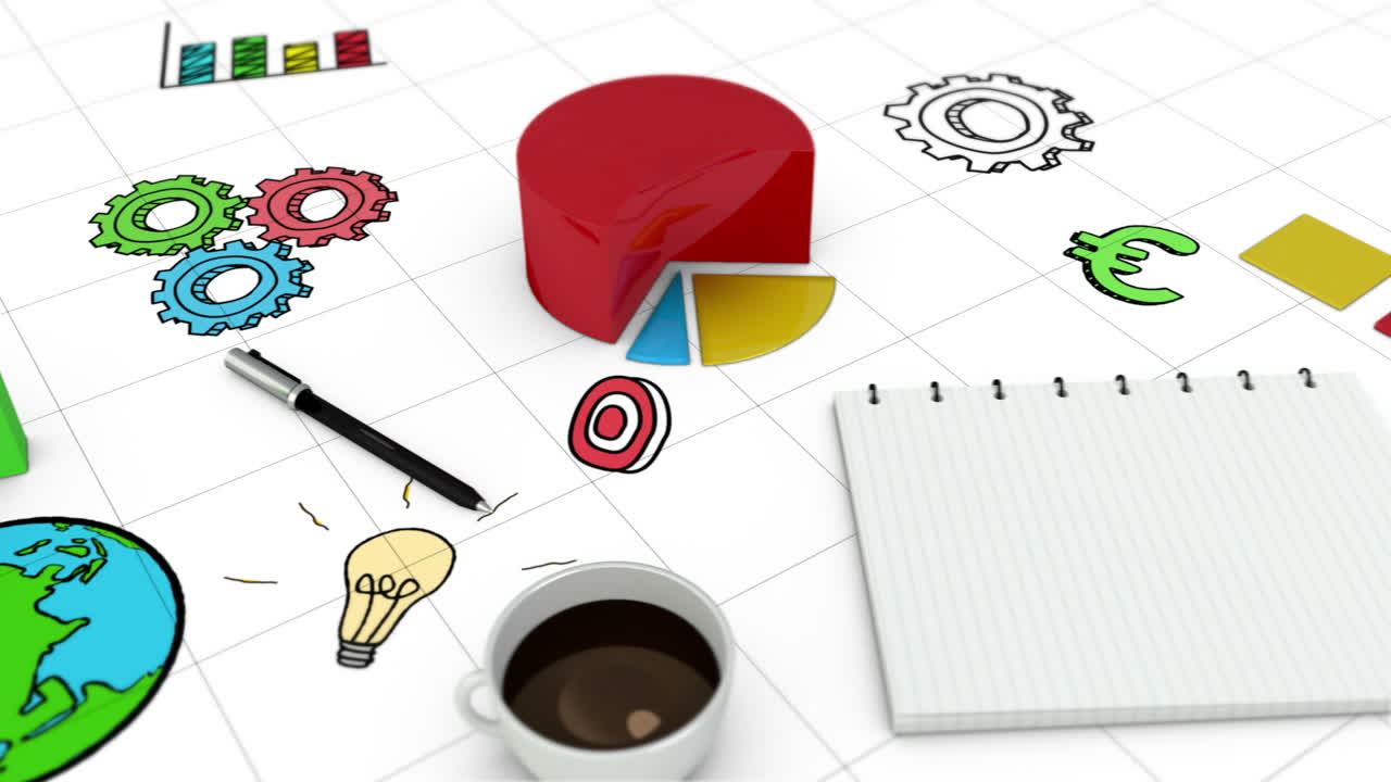 Digital animation of graph and notebook