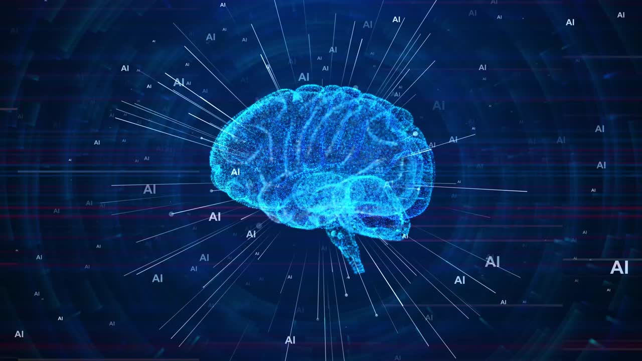 3d future ai tech machine learning face outline circuit board and binary data flow background cyber