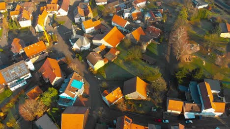 drone flight over a small rural village in germany