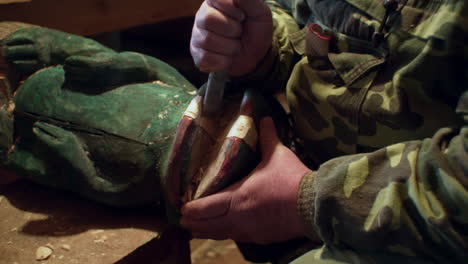 wood carving in progress