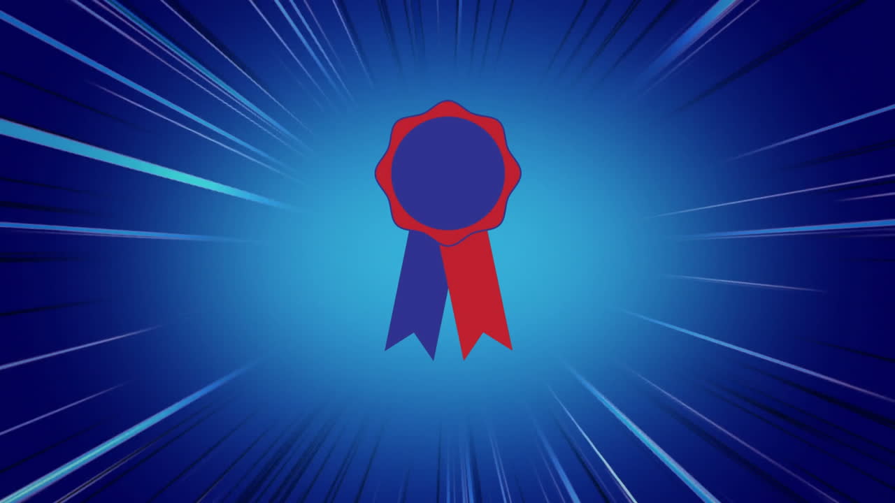 animación de cinta roja y azul sobre fondo azul