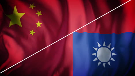 animación de ondear la bandera combinada de china y taiwán