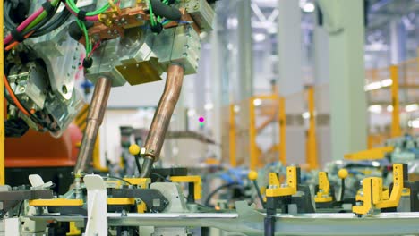 automated welding process in an automotive factory