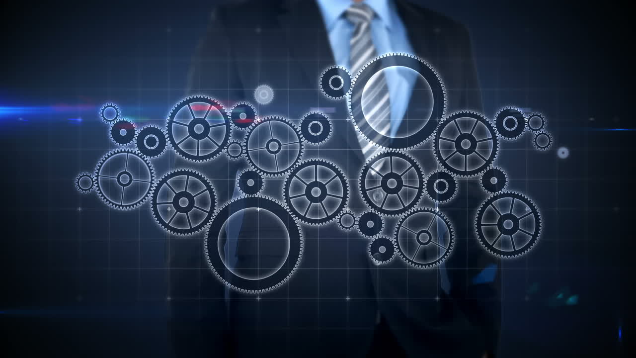 бизнесмен нажимает на сенсорный экран