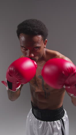 Retrato-De-Estudio-En-Tiempo-Real-En-Video-Vertical-De-Un-Boxeador-Tatuado-Colocándose-Los-Guantes-Antes-De-Una-Pelea-De-Boxeo