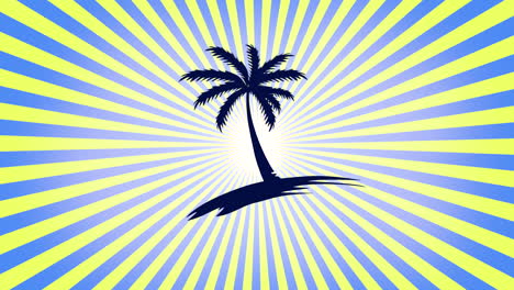 summer tropical palm and sun on rays pattern