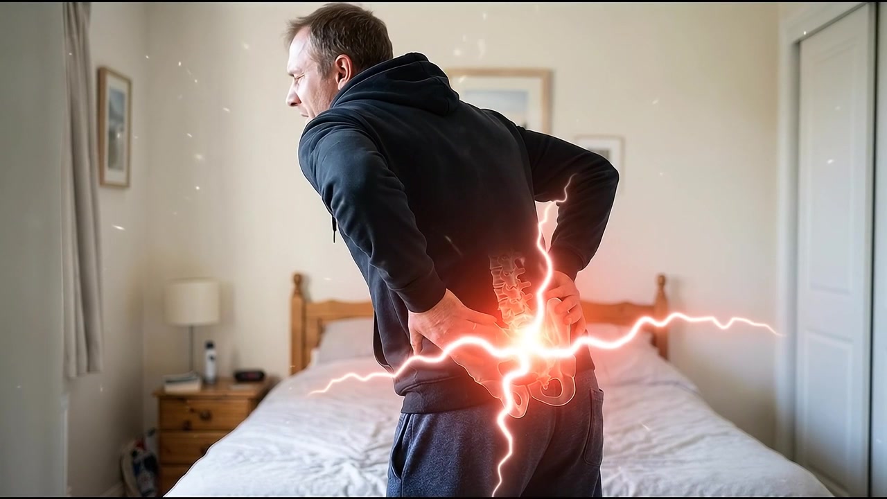 Man Suffering From Severe Lower Back Pain in Bedroom