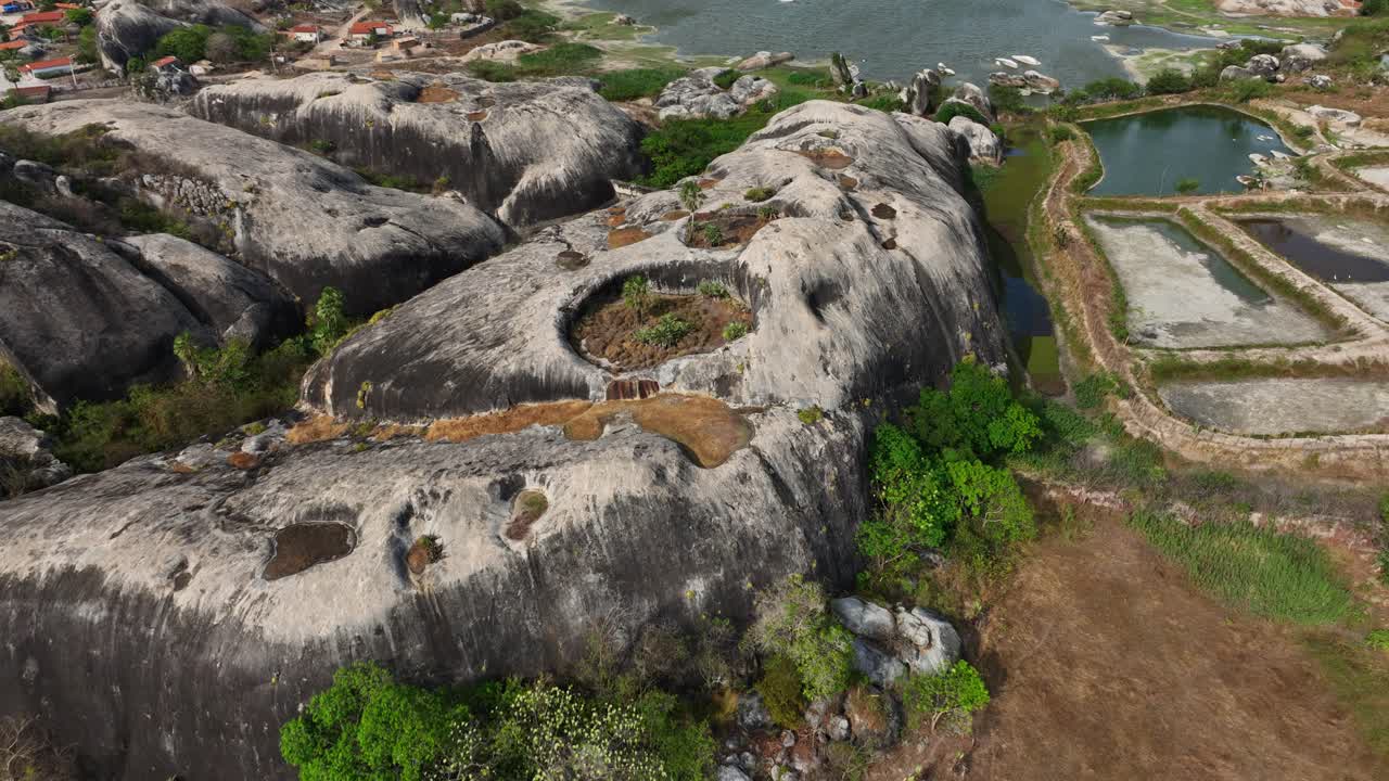 Aerial view of rocky surface at Chaval Ceara in Brazil during daytime