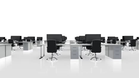 oficina vacía con escritorios y computadoras