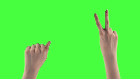 package of different 21 hands gestures shown on a green screen