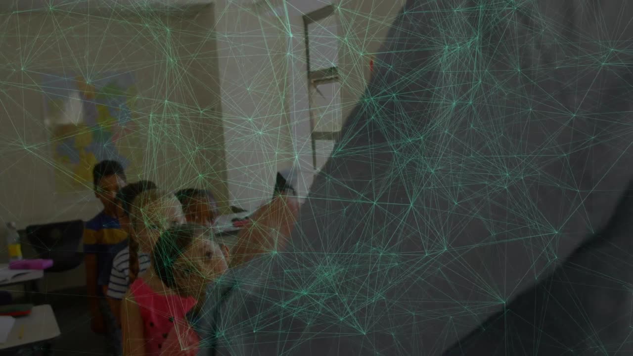 animación de la red de conexiones entre diversos grupos de alumnos en el aula