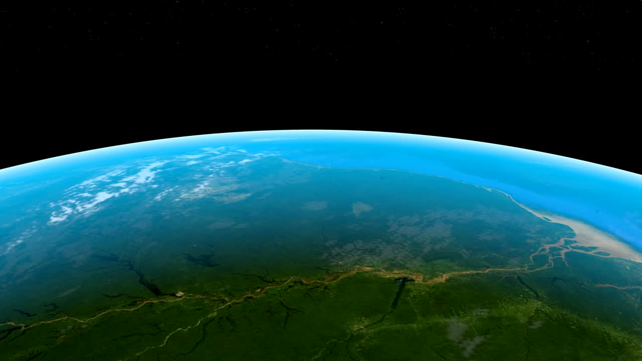 우주에서 지구 행성의 아마존 강 외부