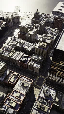 daytime city skyline from above highlighting urban architecture
