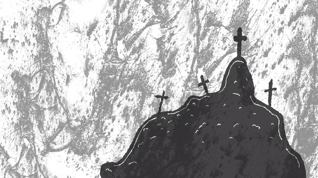 움직이는 회색 배경에 할로윈 묘지의 애니메이션